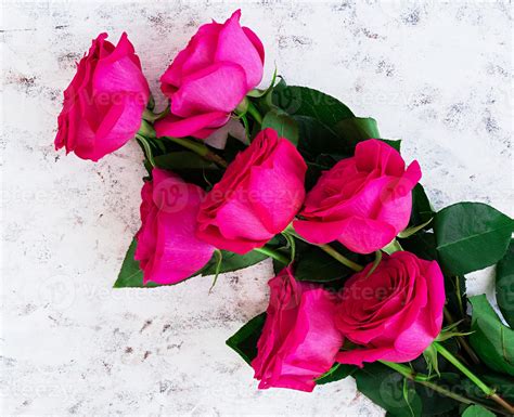 Bouquet Of Pink Roses On Dark Background Top View 7517914 Stock Photo