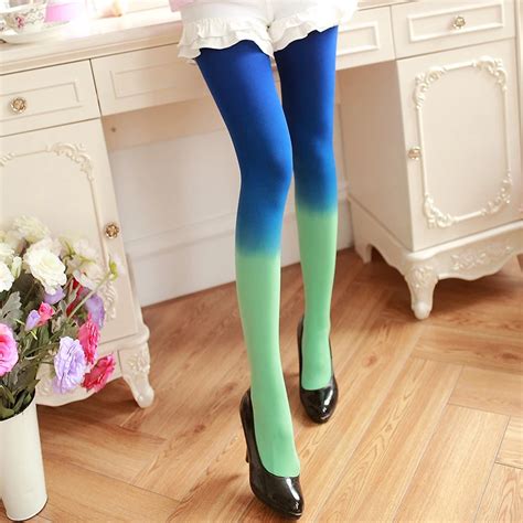 Plus Gradient Velvet Pantyhose 120d Womens Candy Color Tights Spring