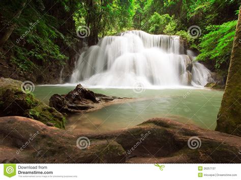 Deep Forest Waterfall Kanjanaburi Thailand Stock Image Image Of