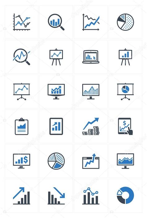 Business Graphs And Charts Icons Blue Series — Stock Vector © Introwiz