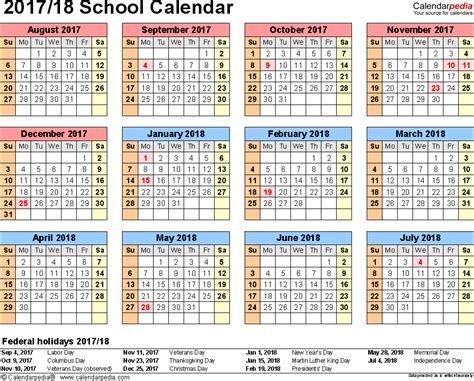 School Calendars 20172018 Free Printable Word Templates
