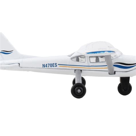 Cessna 172 Aircraft White With Blue And Yellow Stripes N470es With