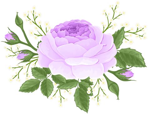 Are you searching for flower line png images or vector? Purple Rose with White Flowers PNG Clip Art Image ...