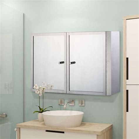Homcom 20” X 12” Stainless Steel Double Door Bathroom Mirror Medicine