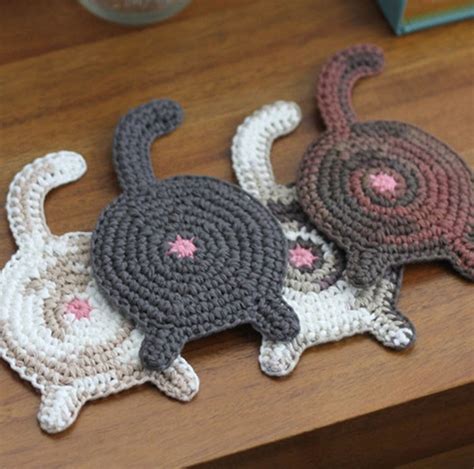 Cat Butt Coaster Crochet Pattern Weave Crochet