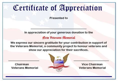 Honoring Veterans Certificate Printable