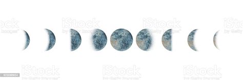 Moon Phases Set Watercolor Isolated Stock Illustration Download Image