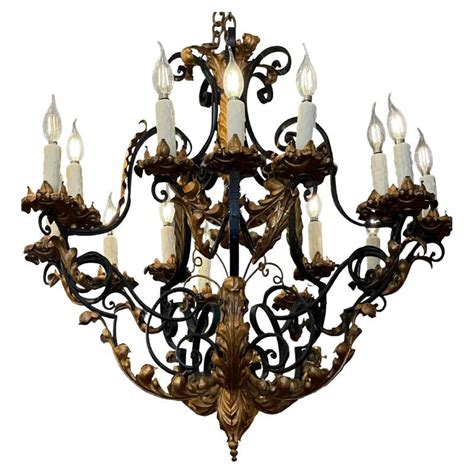 Mexican Spanish Style Wrought Iron Chandelier At 1stdibs Mexican