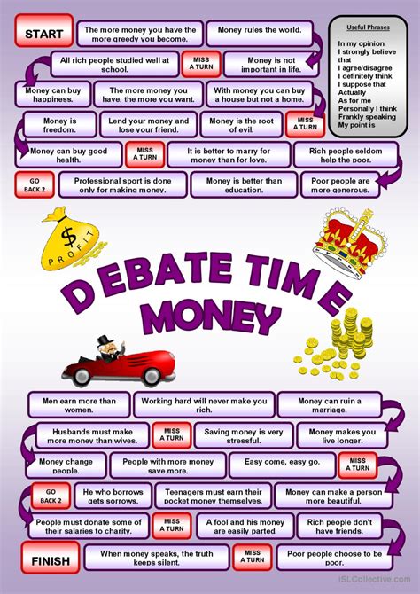 Debate Money Giving An Opinion English Esl Worksheets Pdf And Doc