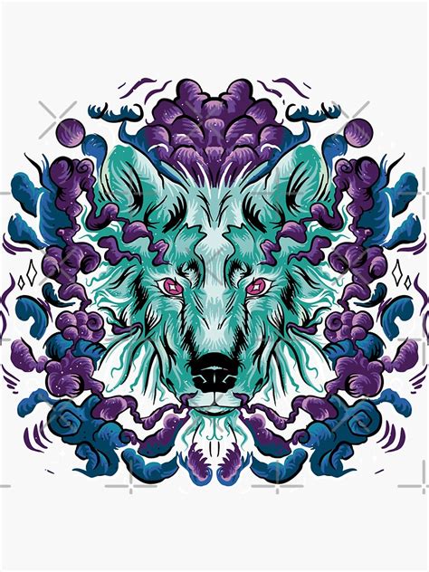 Psychedelic Wolf Illustration Sticker For Sale By Infleims Redbubble