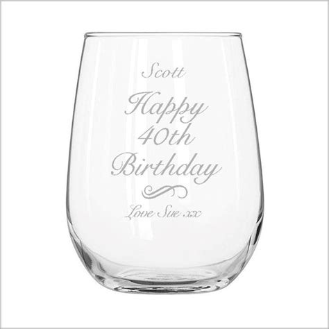Birthday Engraved Stemless Wine Glass Engrave Works