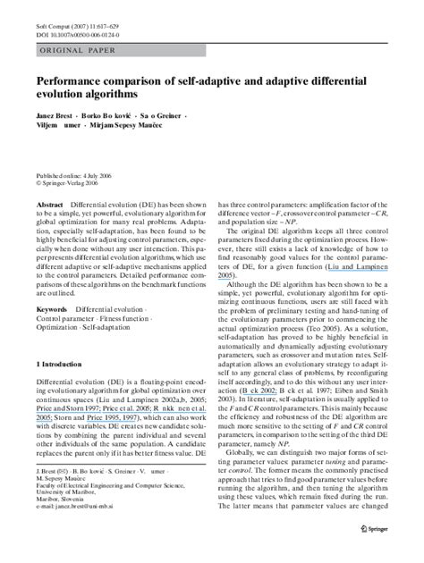 (PDF) Performance comparison of self-adaptive and adaptive differential evolution algorithms ...