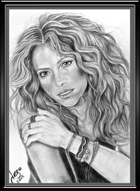 Retratos realistas y dibujos Retrato realista de Shakira dibujos a