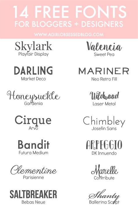 14 Free Fonts For Bloggers Designers A Girl Obsessed Bloglovin