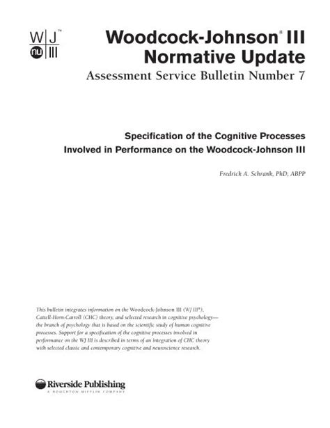 Woodcock Johnson Iii Normative Update Assessment