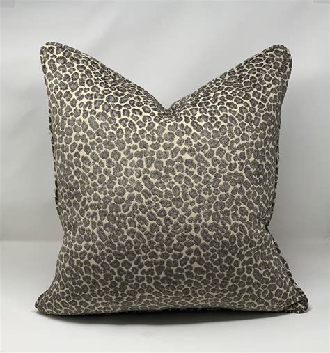 Decorative Pillow Cover In Grey Gunmetal In Designer Cheetah Fabric