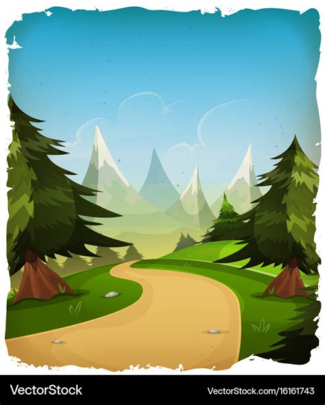 Landscape Cartoon Mountain Background