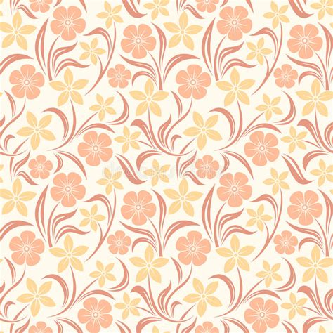 Seamless Orange Floral Pattern Vector Illustration Stock Vector