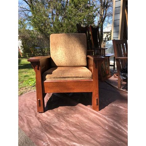 Mission Style Solid Quartersawn Oak Arm Chair And Ottoman Chairish