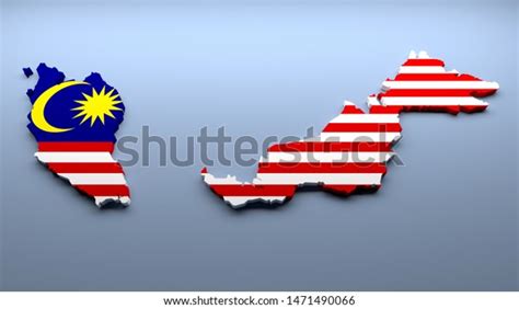 3d Illustration Map Malaysia Flag Stok İllüstrasyon 1471490066