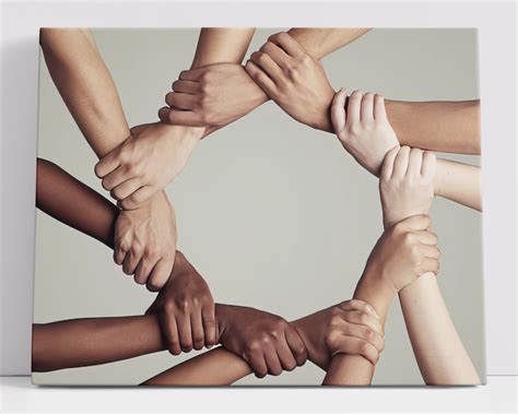 People Of Different Races Holding Hands In A Circle Wall Art Qcanvas