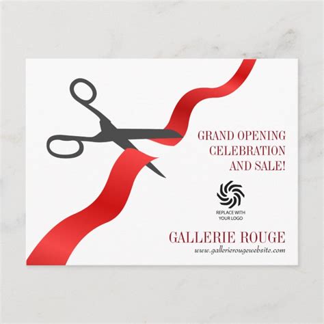 Simple Red Ribbon Cutting Grand Opening Postcard