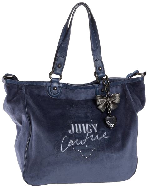 Juicy Couture Her Royal Highness Velour Tote In Blue Navy Lyst