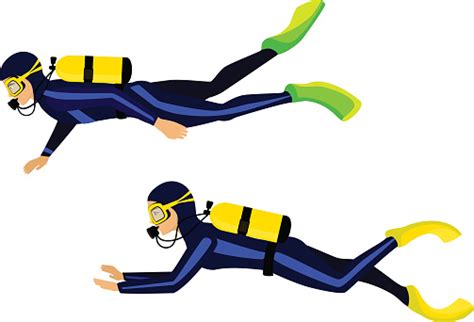 Man And Woman Scuba Diving Isolated Vector Illustration Stock