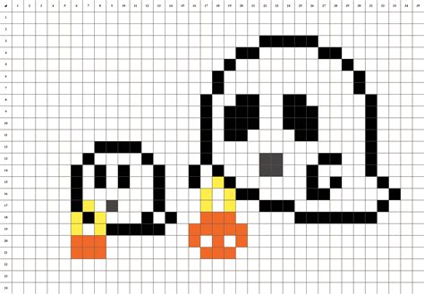 Fantômes Dhalloween Pixel Art Modèle De Dessin Simple
