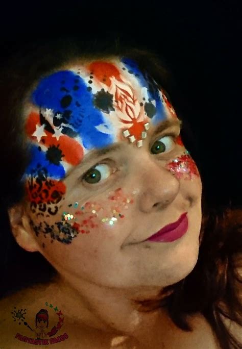 Uk Face Painting Design Red White And Blue Union Jack British Punk