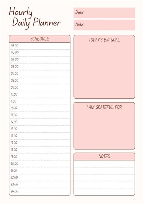 Floral Daily Hourly Planner Template Printable Pdf