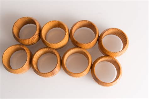 Wood Napkin Rings Set Of 8 Vintage Napkin Holders Holiday Table Decor