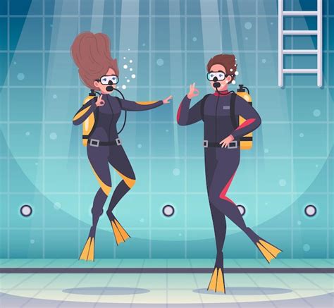 Free Vector Diving Snorkeling Cartoon Composition With Human