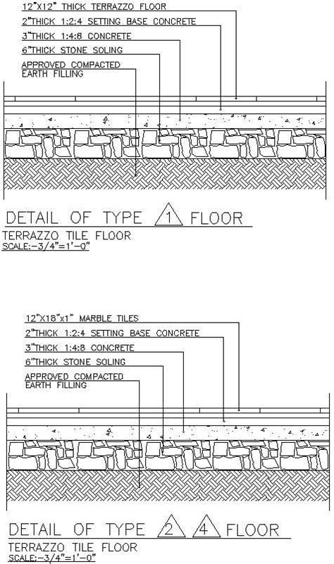 Typical Detail Of Terrazzo Tile Flooring In Autocad Dwg File Cadbull