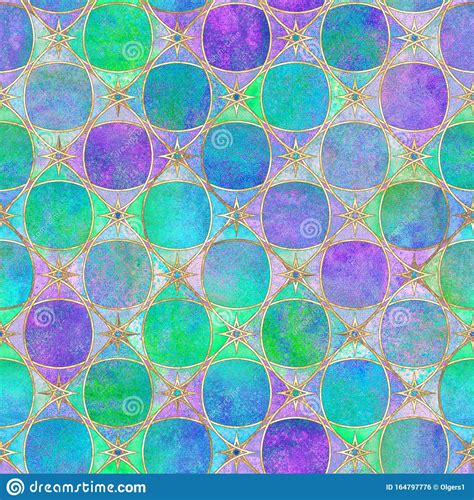 Seamless Geometric Pattern With Colorful Watercolor