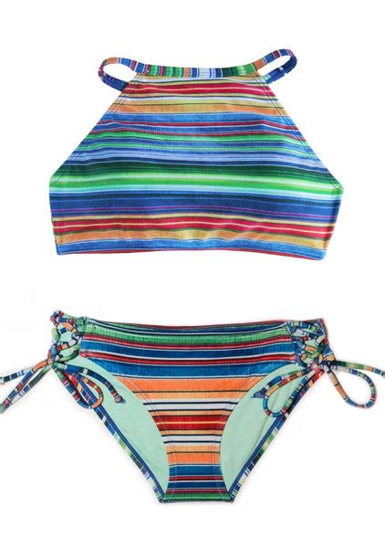 2 Piece Striped Junior Girls Swimsuit Chance Loves