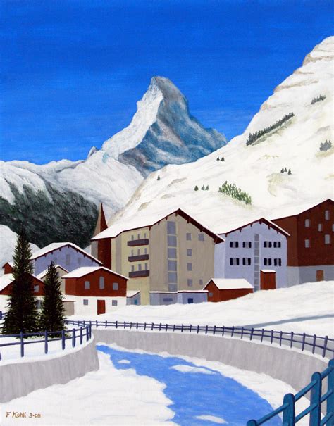 Matterhorn Zermatt Painting By Frederic Kohli High Quality Giclee