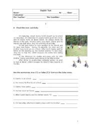 english teaching worksheets daily routines tests
