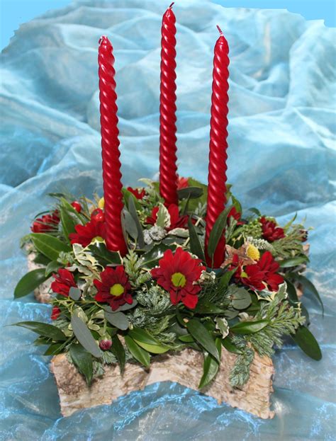 Christmas Star With Candle Flower Arrangement Candle Flower