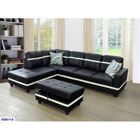 Aycp Furniture Sectional Sofa Set With Storage Ottoman Left Hand