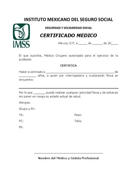 Certificado Medico Para Trabajo