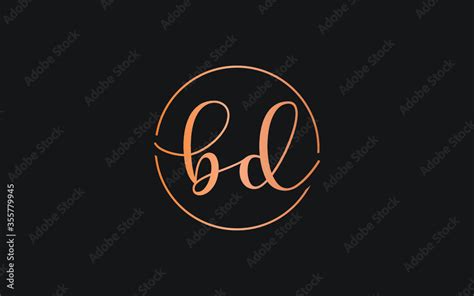 Bd Or Db Cursive Letter Initial Logo Design Vector Template Stock