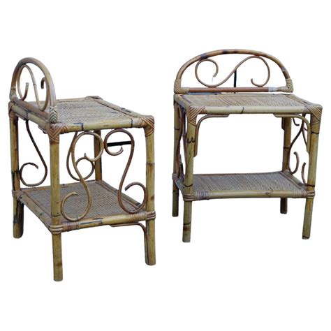 Pair Of Italian Mid Century Bamboo Bedside Tables Night Stands At 1stdibs