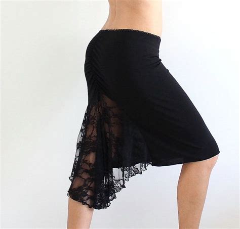 Black Skirt With Lace Tail For Tango Milonga Social Dance Party Latin Salsa Dance Wear Tango