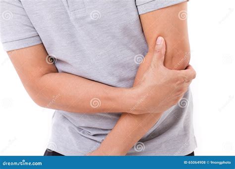 Man Suffering From Elbow Joint Pain Stock Photo Image Of Male Adult