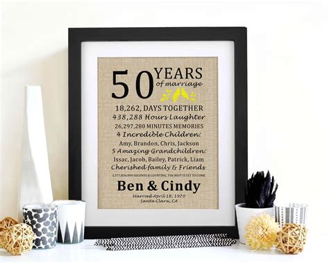 Personalized Th Anniversary Gifts Golden Anniversary Gift Etsy