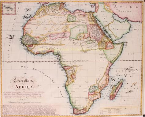 Large 19th Century Map Of Africa Generalkarte Von Africa Copper