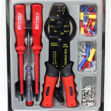 82 Piece Electrical Tool Kit Wire Stripper Crimper Cutter Tester