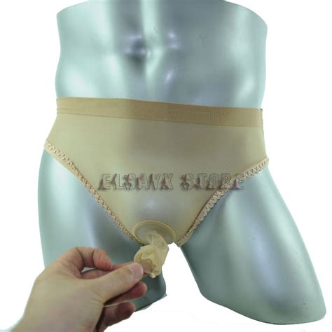 Men Pantyhose Underwear Thong Sheer Brief Seethrough Sheath Open 20to34
