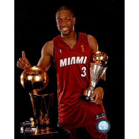 Dwyane Wade Miami With 2006 Finals Trophy And Mvp Trophy 8x10 Photo Pf